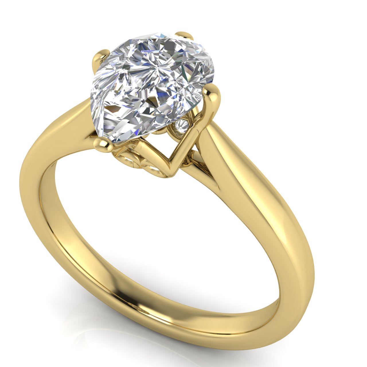 Hidden Accent Pear Shaped Lab Diamond Engagement Ring