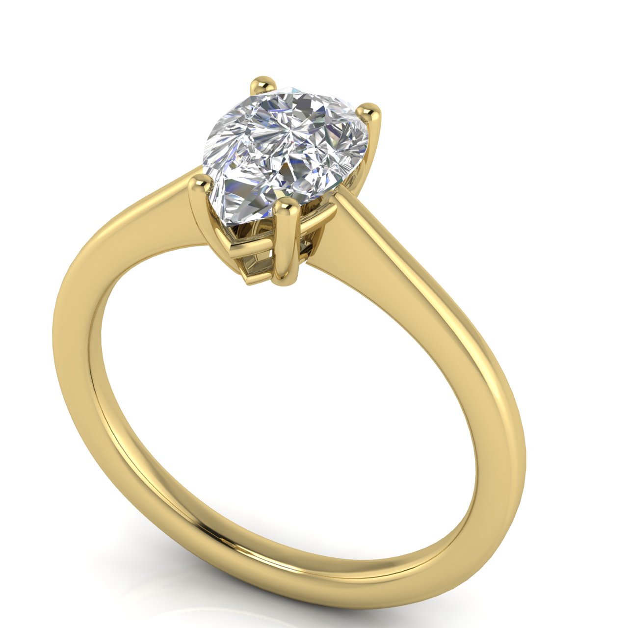 Basket Set Floating Pear Shaped Lab Diamond Engagement Ring