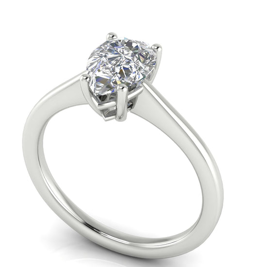 Basket Set Floating Pear Shaped Moissanite Engagement Ring