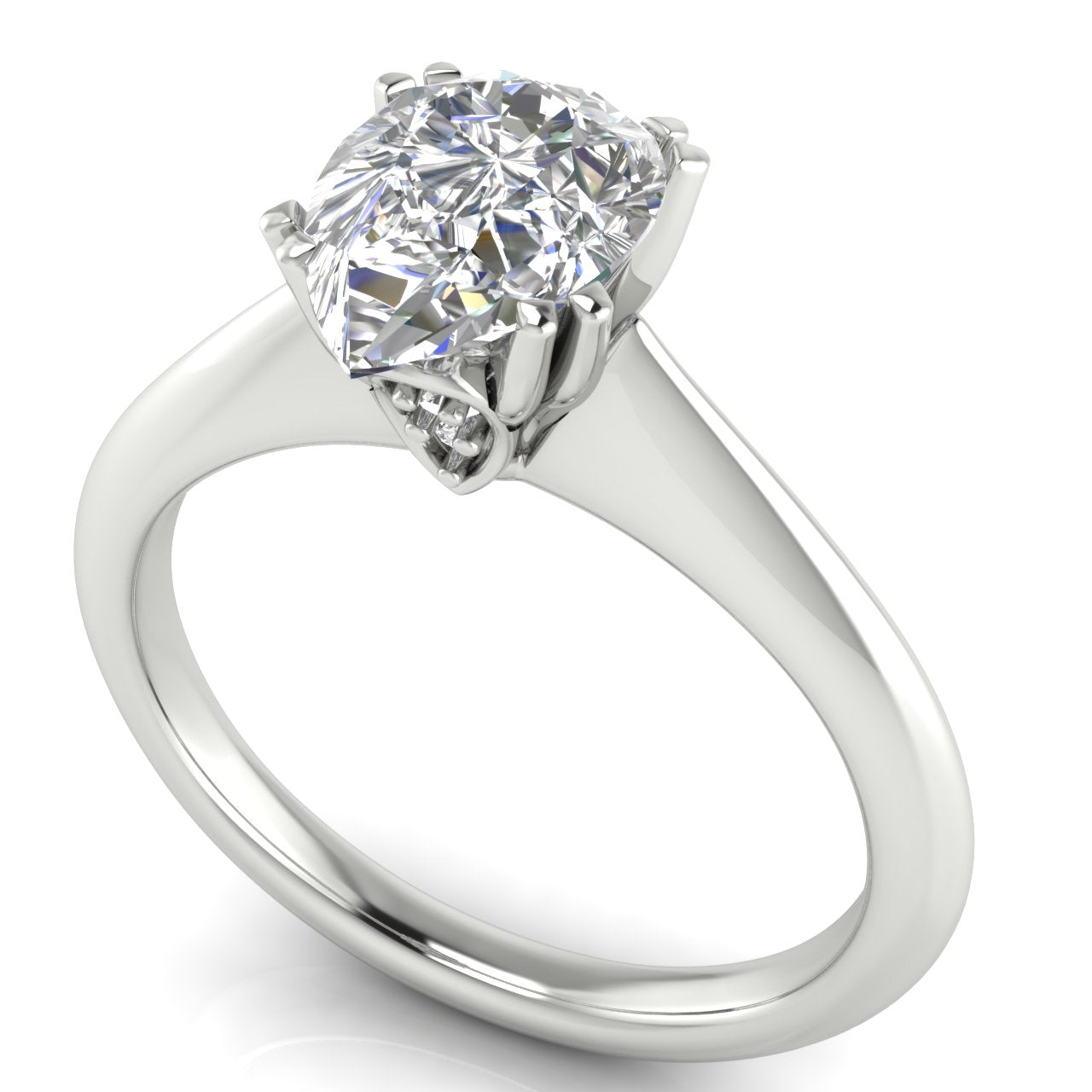 Double Prong Tulip Pear Shaped Lab Diamond Engagement Ring