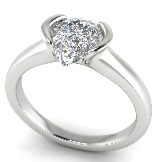 Half Bezel Pear Shaped Lab Diamond Engagement Ring