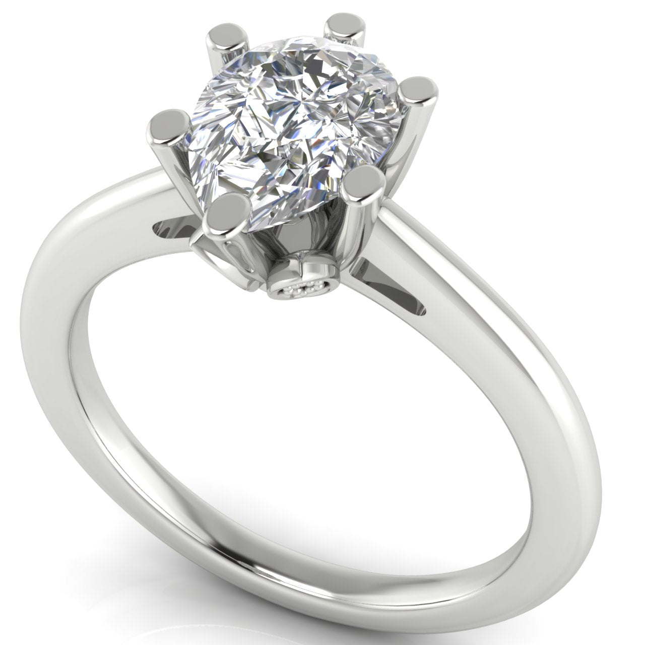 Lotus Pave Pear Shaped Moissanite Engagement Ring