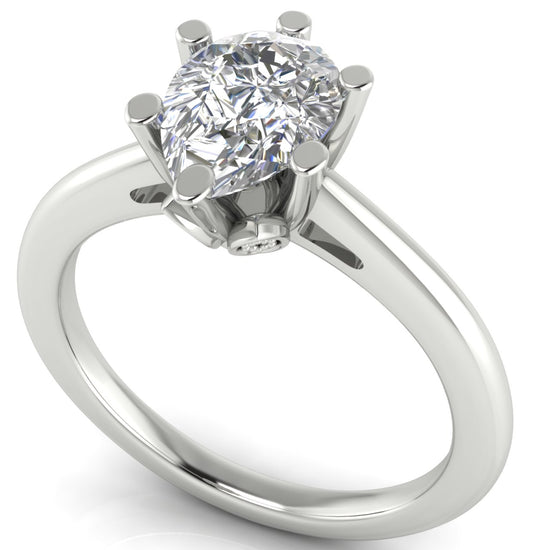 Lotus Pave Pear Shaped Lab Diamond Engagement Ring