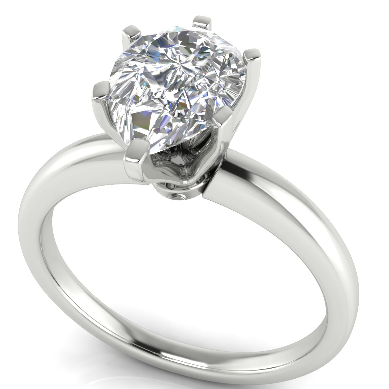 Elegant 6 Prong Pear Shaped Lab Diamond Engagement Ring