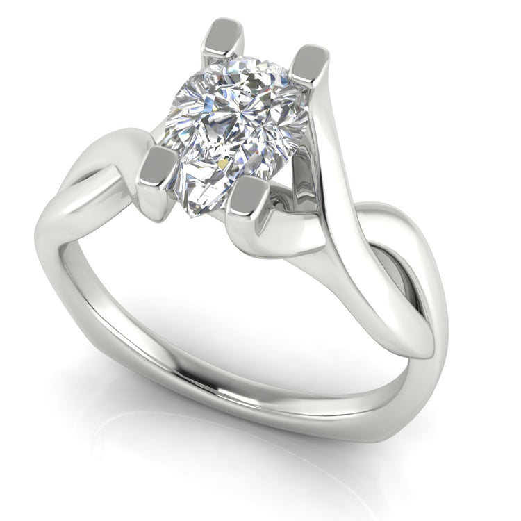 Twisted Shank Pear Shaped Moissanite Engagement Ring