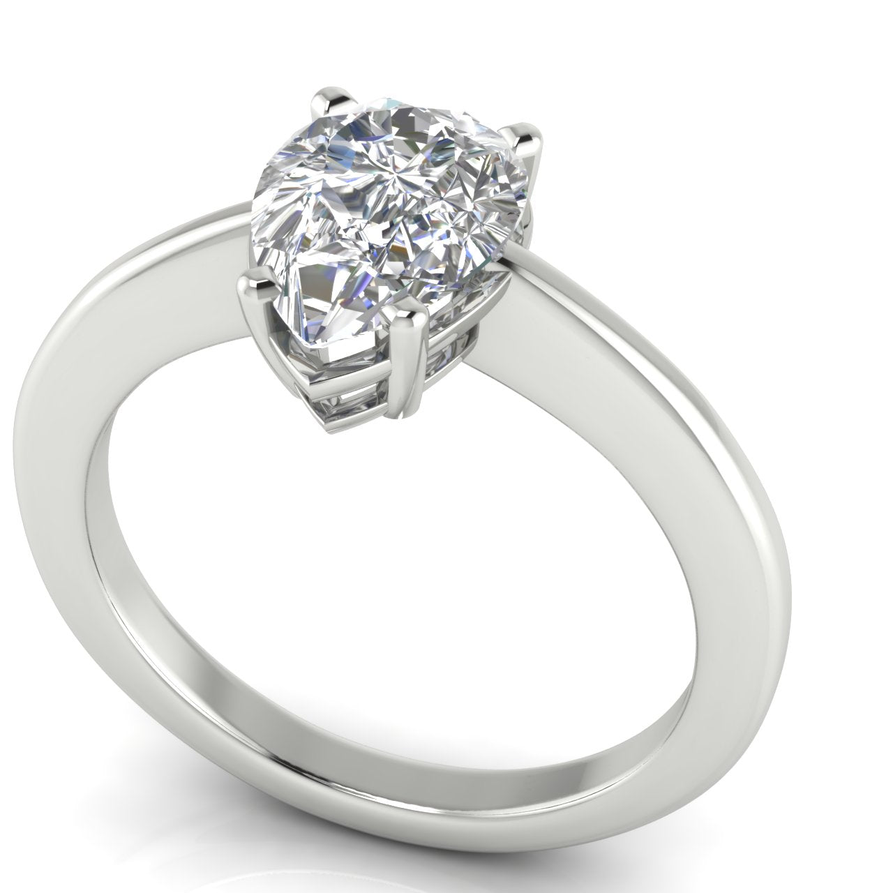 4 Prong Basket Pear Shaped Lab Diamond Engagement Ring