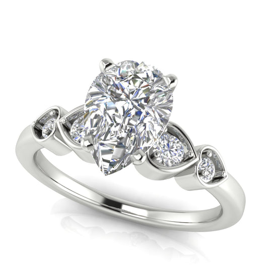 Romance Pear Shaped Moissanite Engagement Ring