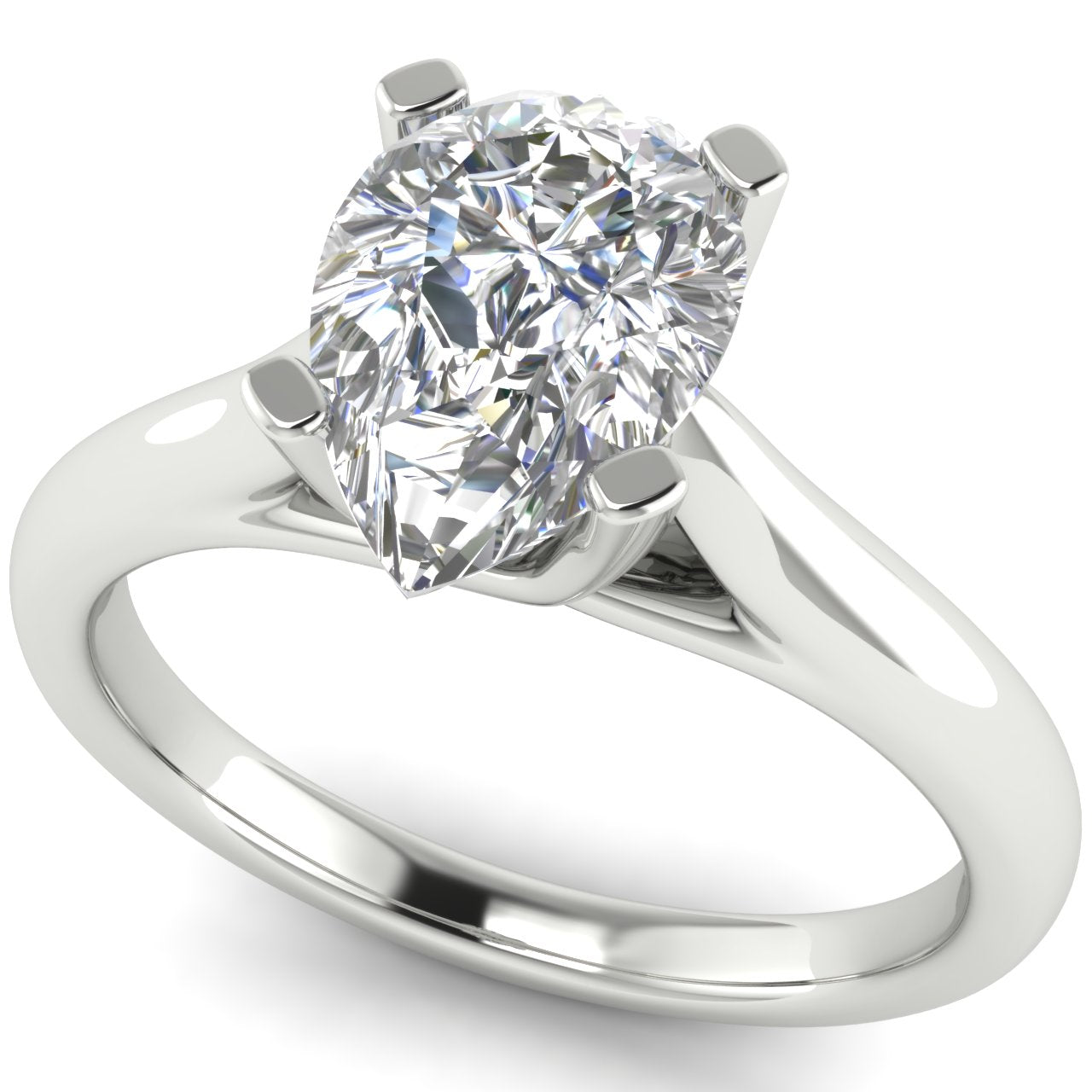 Bypass Basket Pear Shaped Lab Diamond Engagement Ring