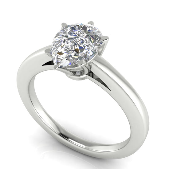 6 Prong Cathedral Pear Shaped Lab Diamond Engagement Ring