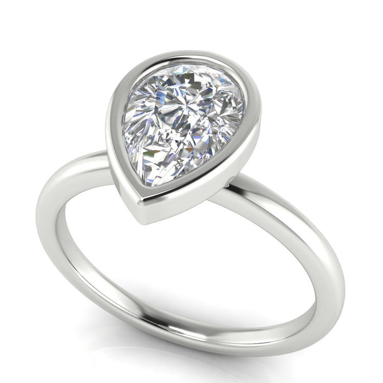 Bezel Pear Shaped Lab Diamond Engagement Ring