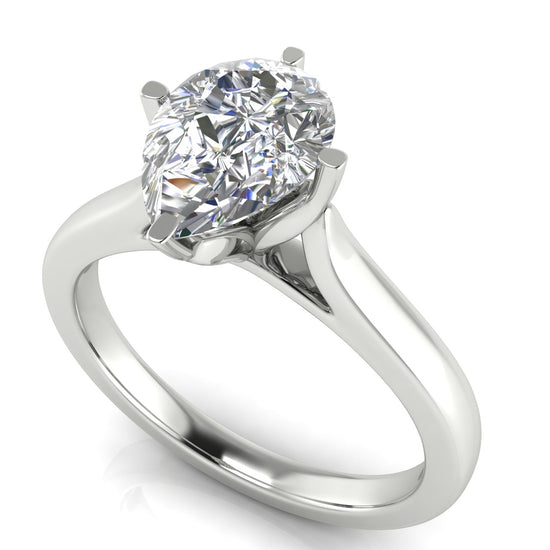 Lotus Prong Pear Shaped Moissanite Engagement Ring