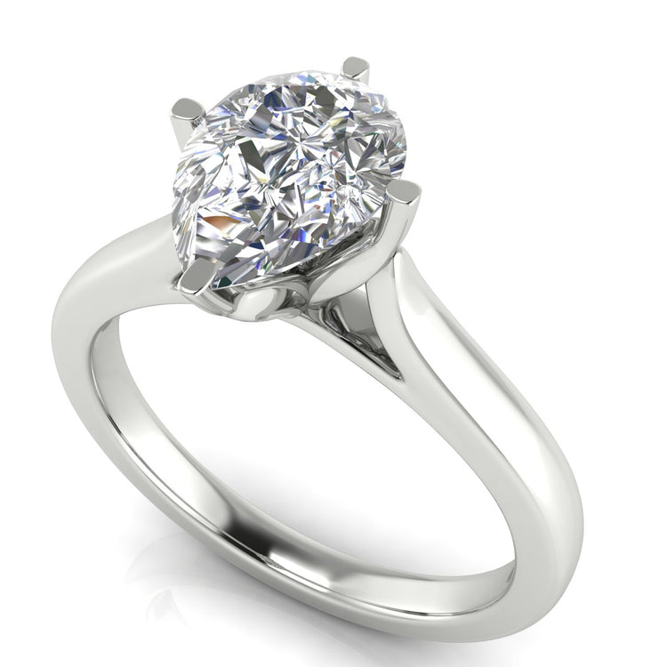 Lotus Prong Pear Shaped Lab Diamond Engagement Ring