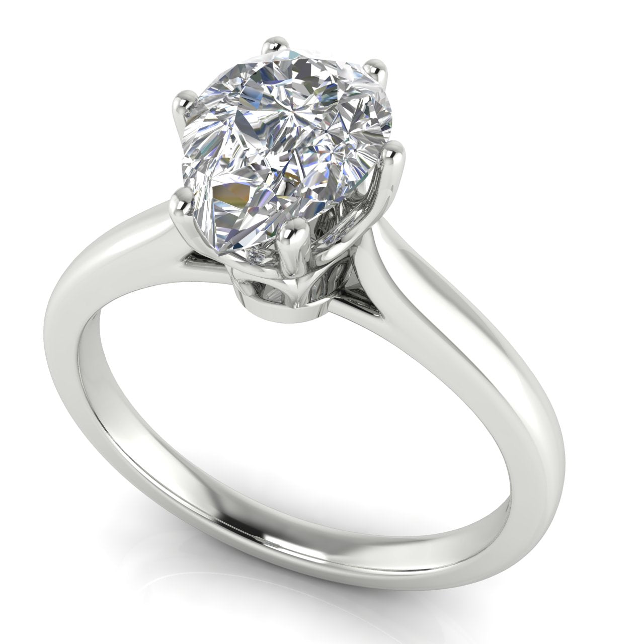 Crown Pear Shaped Lab Diamond Engagement Ring