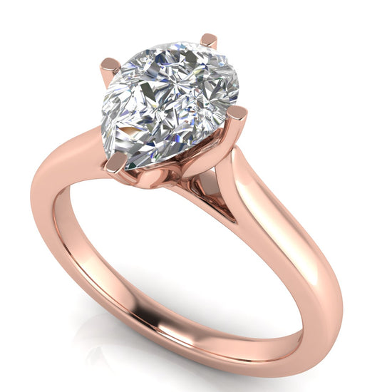 Lotus Prong Pear Shaped Moissanite Engagement Ring