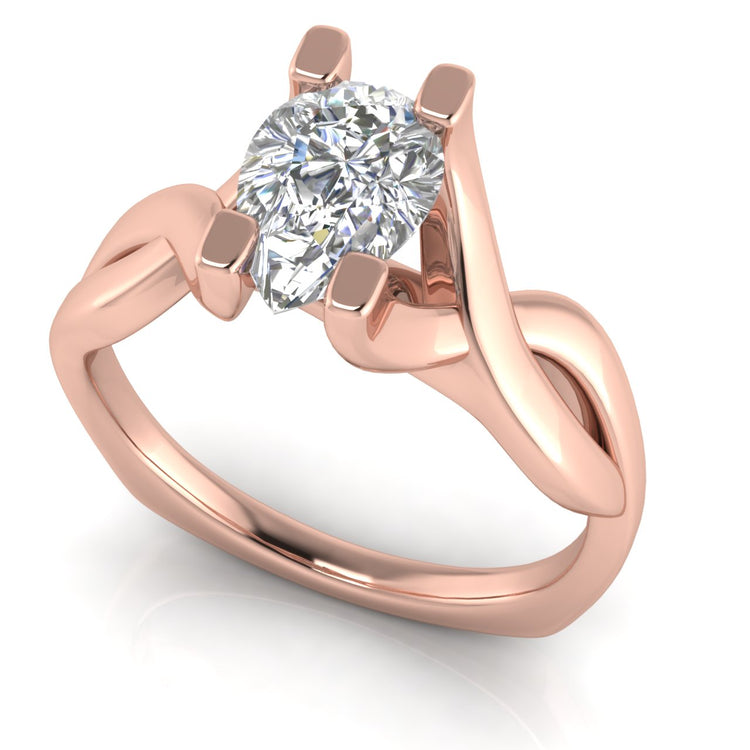 Twisted Shank Pear Shaped Moissanite Engagement Ring