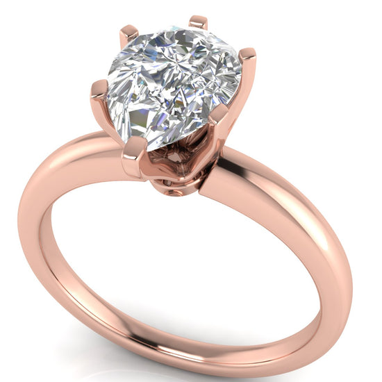 Elegant 6 Prong Pear Shaped Lab Diamond Engagement Ring