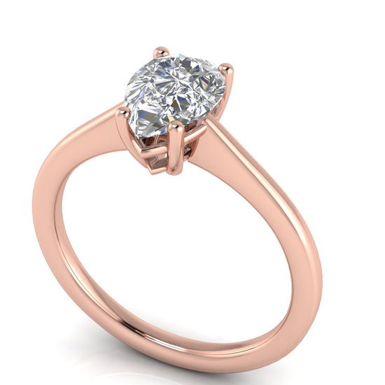 Basket Set Floating Pear Shaped Moissanite Engagement Ring