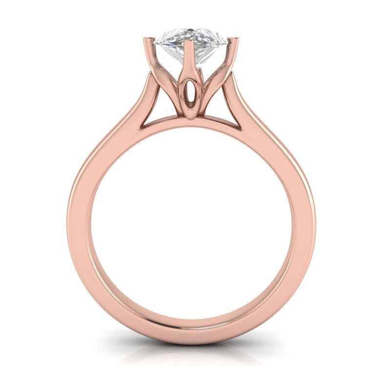 Lotus Prong Pear Shaped Lab Diamond Engagement Ring