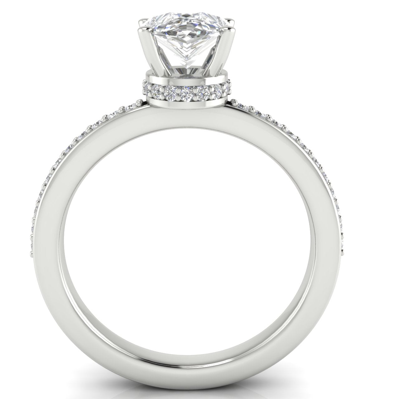 Hidden Halo Pear Shaped Moissanite Engagement Ring