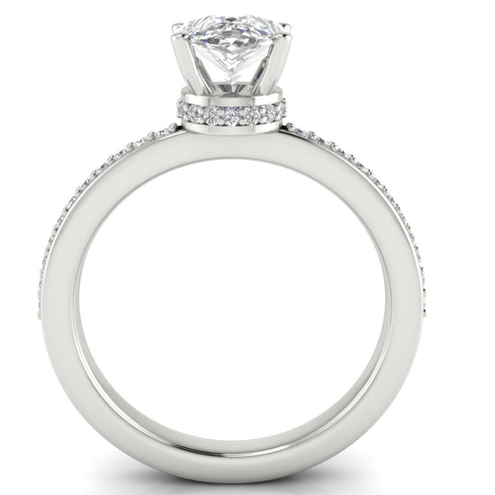 Hidden Halo Pear Shaped Lab Diamond Engagement Ring