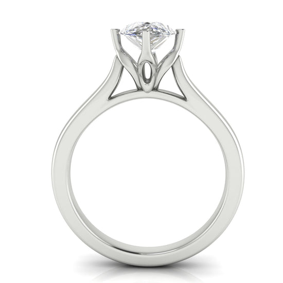 Lotus Prong Pear Shaped Lab Diamond Engagement Ring