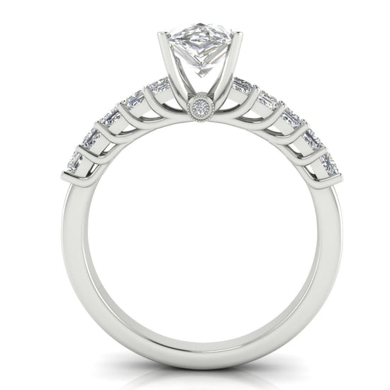 Princess Paved Pear Shaped Lab Diamond Engagement Ring