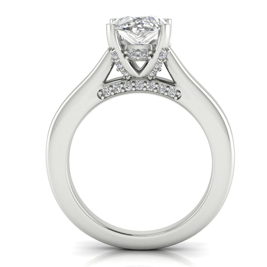 Bridge Paved Pear Shaped Moissanite Engagement Ring