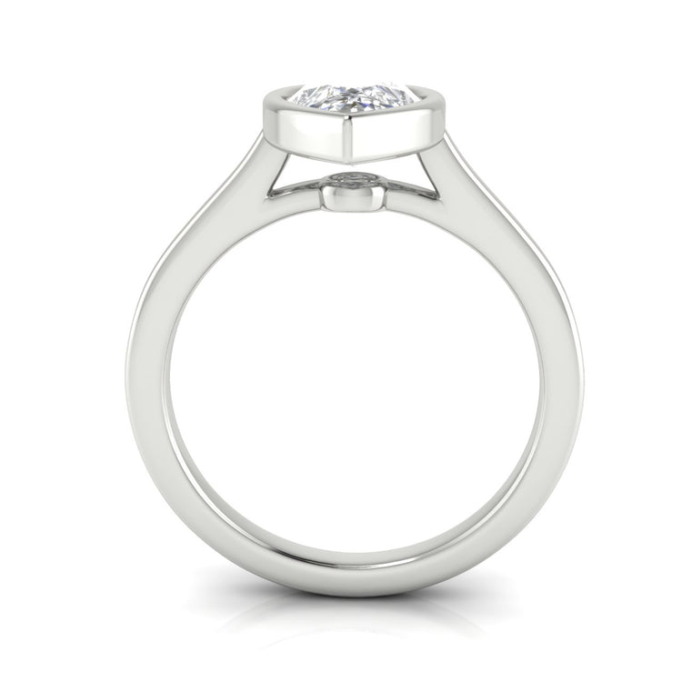 Floating Bezel Set Pear Shaped Moissanite Engagement Ring