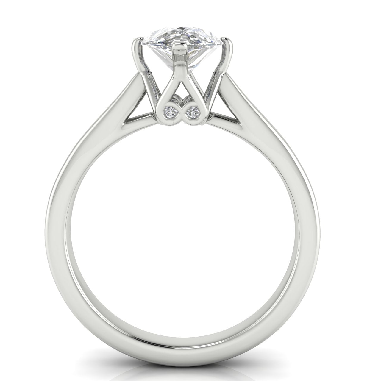 Hidden Accent Pear Shaped Lab Diamond Engagement Ring