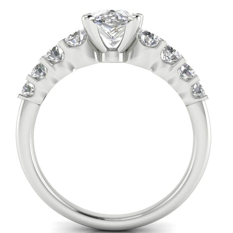 Graduated Pave Pear Shaped Lab Diamond Engagement Ring