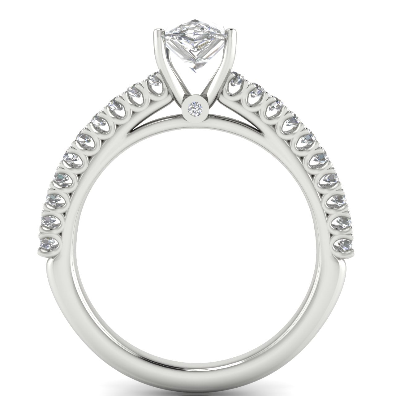 Floating Pave Pear Shaped Lab Diamond Engagement Ring