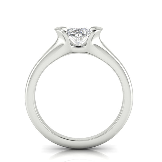 Half Bezel Pear Shaped Moissanite Engagement Ring