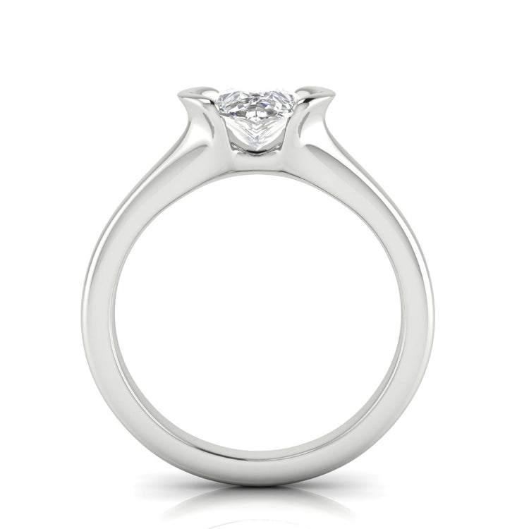 Half Bezel Pear Shaped Lab Diamond Engagement Ring