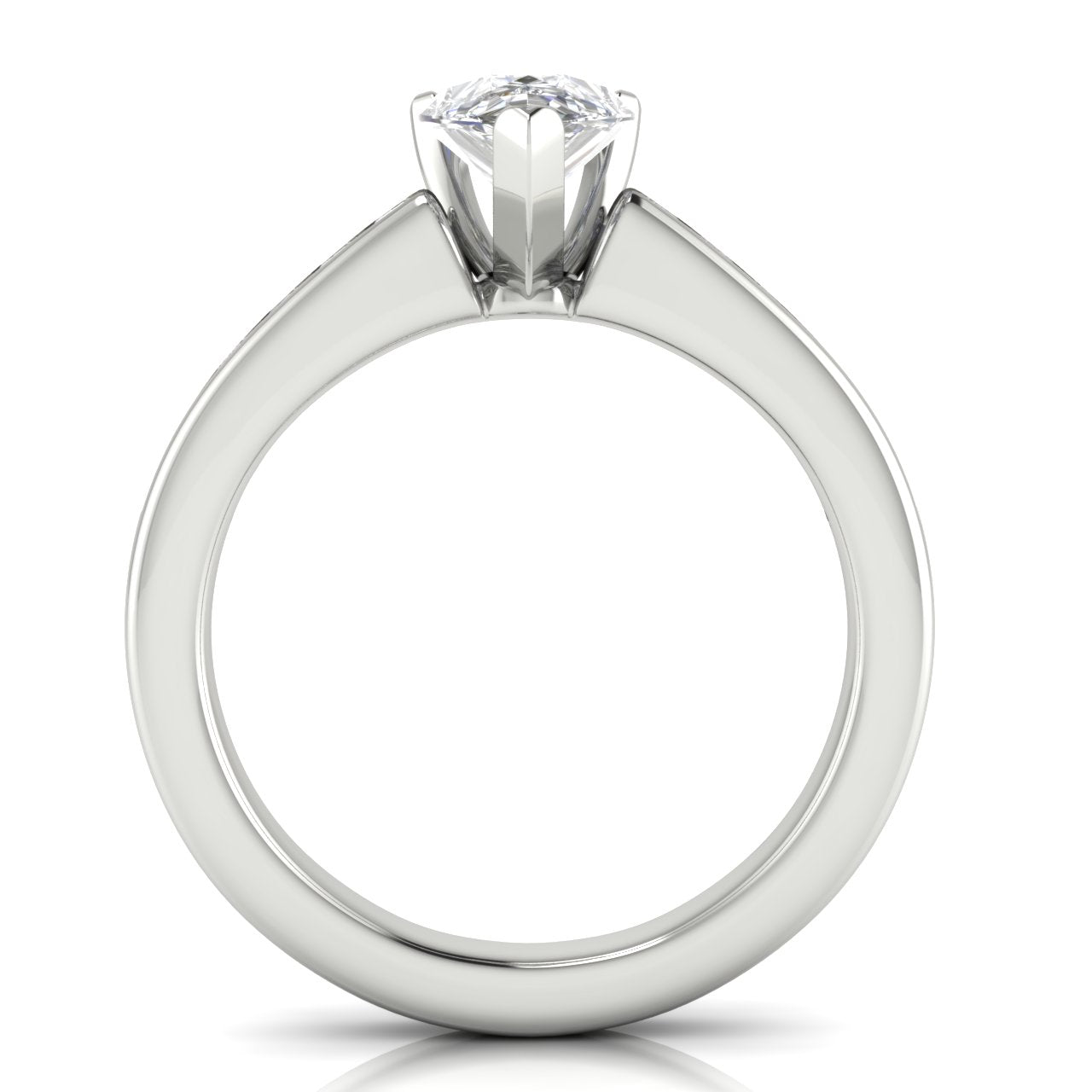 Round Channel Set Pear Shaped Lab Diamond Engagement Ring