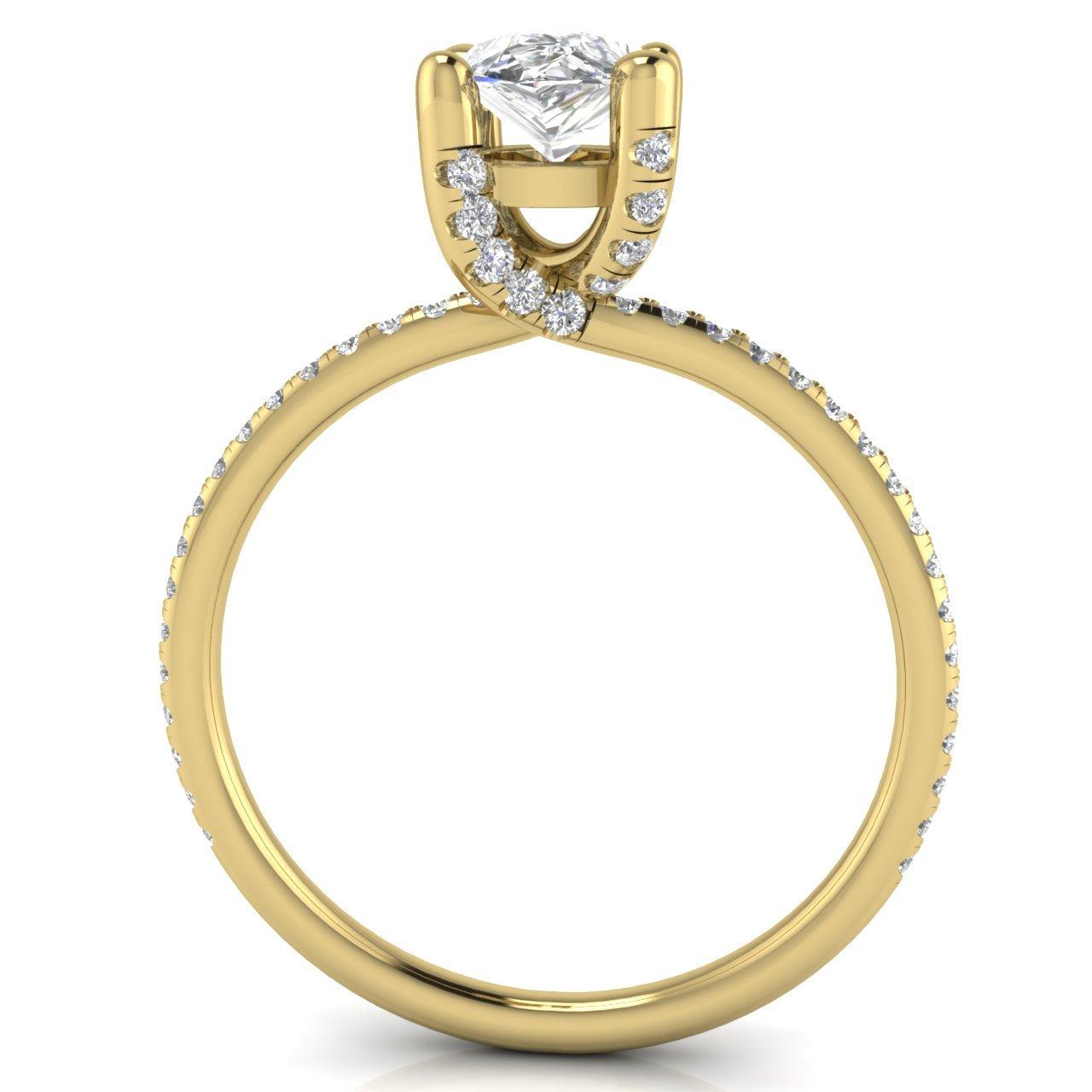 Prong Pave Pear Shaped Lab Diamond Engagement Ring