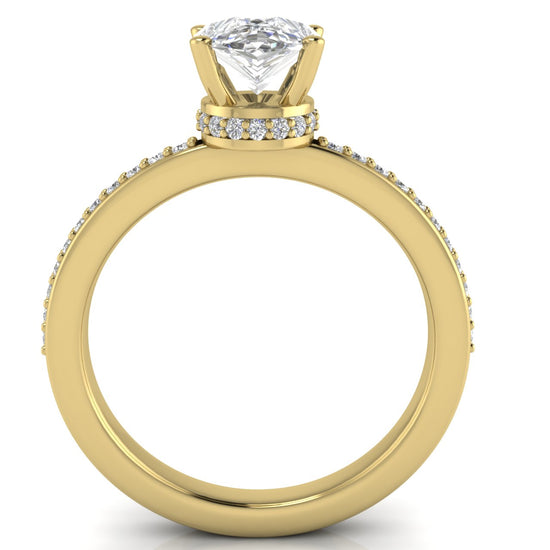 Hidden Halo Pear Shaped Lab Diamond Engagement Ring