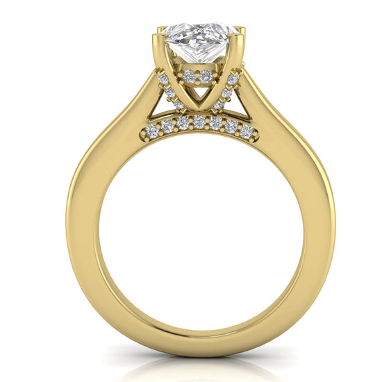 Bridge Paved Pear Shaped Lab Diamond Engagement Ring