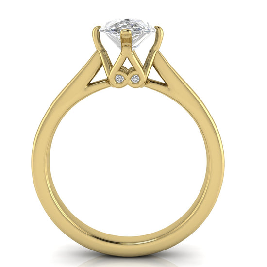 Hidden Accent Pear Shaped Moissanite Engagement Ring