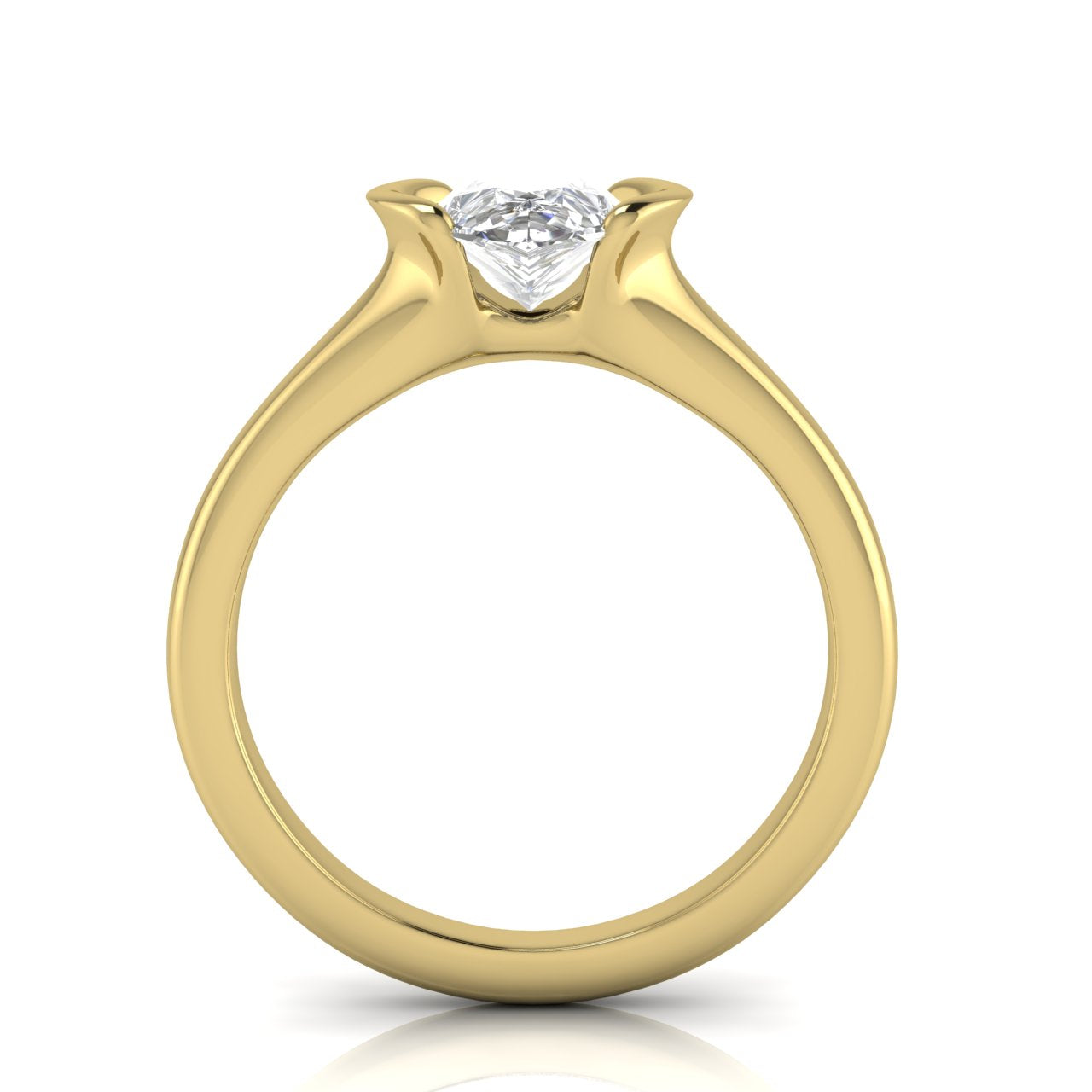 Half Bezel Pear Shaped Lab Diamond Engagement Ring