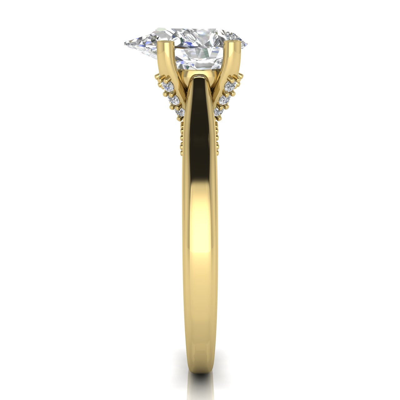 Bridge Paved Pear Shaped Moissanite Engagement Ring