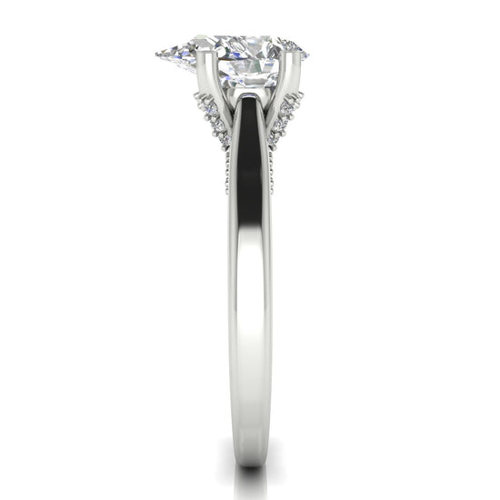 Bridge Paved Pear Shaped Lab Diamond Engagement Ring