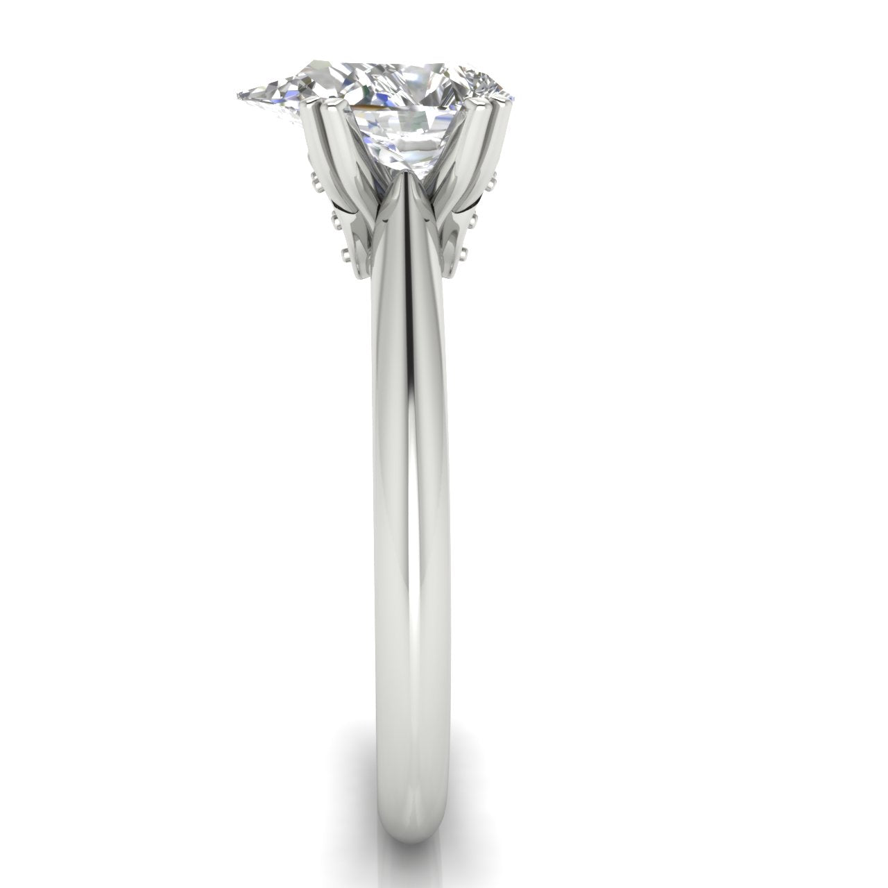 Double Prong Tulip Pear Shaped Lab Diamond Engagement Ring