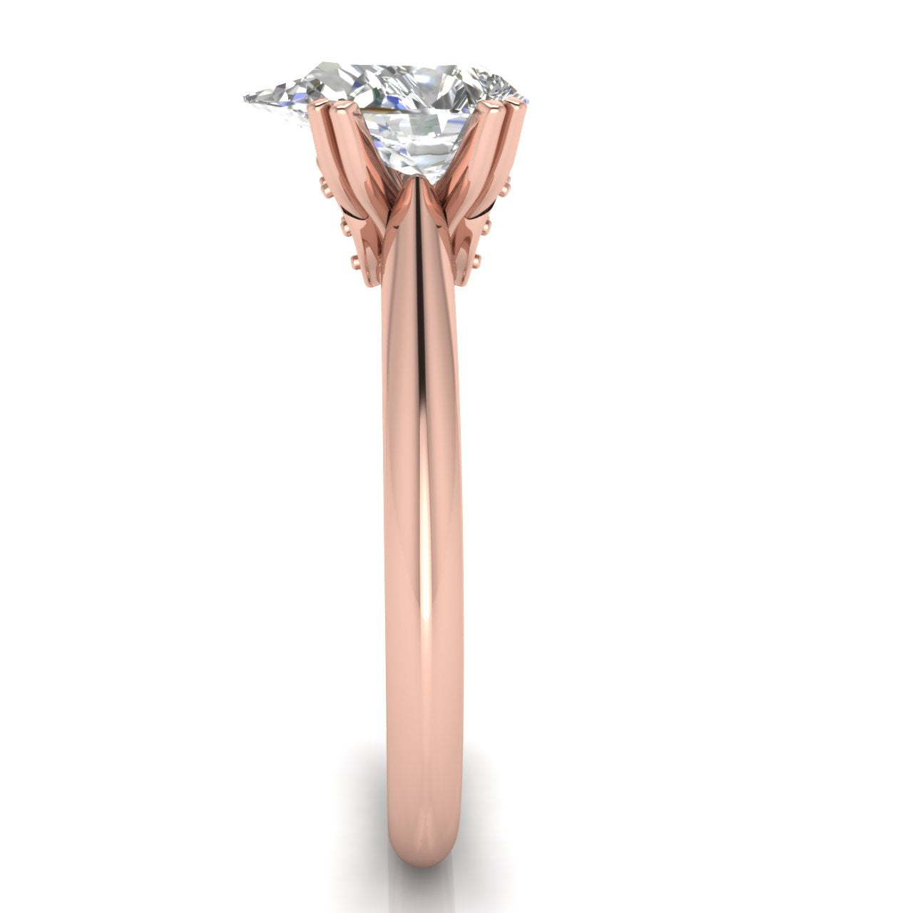 Double Prong Tulip Pear Shaped Lab Diamond Engagement Ring