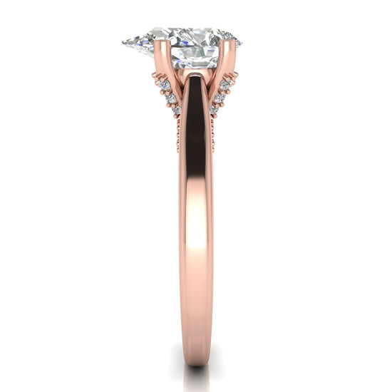 Bridge Paved Pear Shaped Lab Diamond Engagement Ring