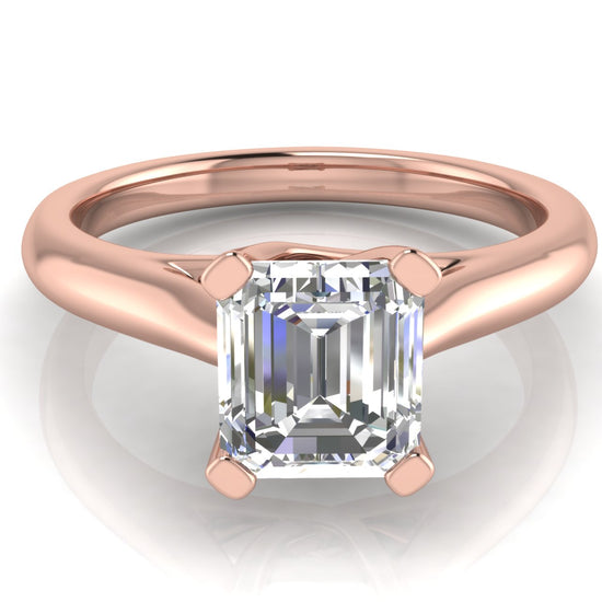 Bypass Basket Emerald Cut Lab Diamond Engagement Ring