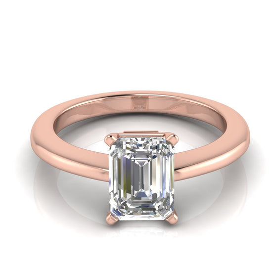 4 Prong Basket Emerald Cut Lab Diamond Engagement Ring