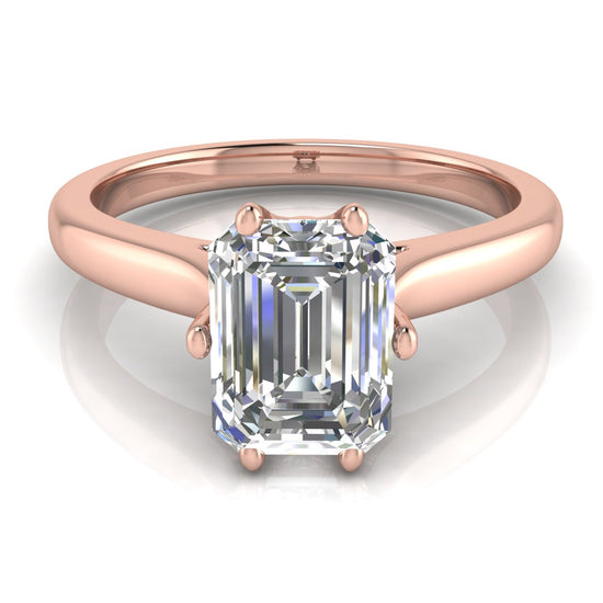 Crown Emerald Cut Lab Diamond Engagement Ring