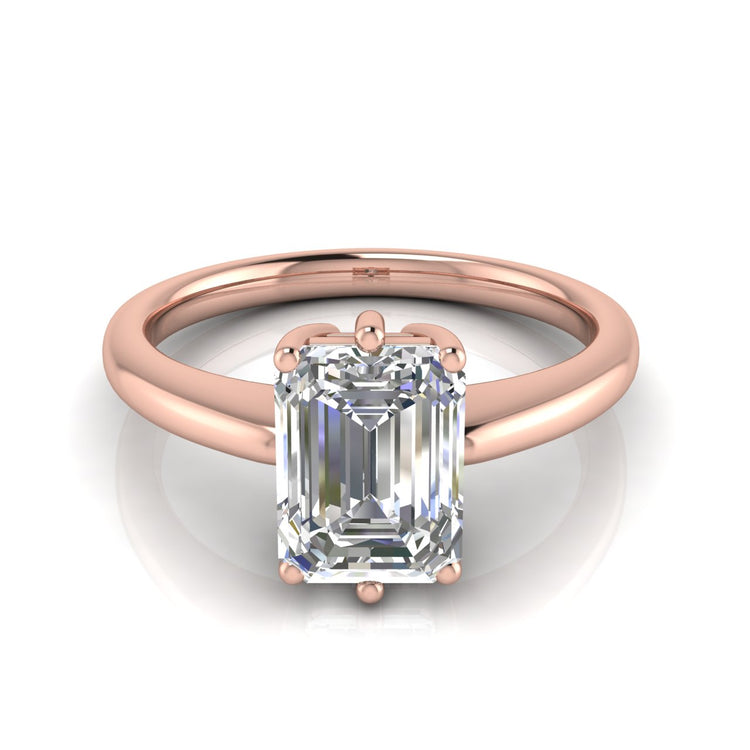 6 Prong Donut Emerald Cut Moissanite Engagement Ring