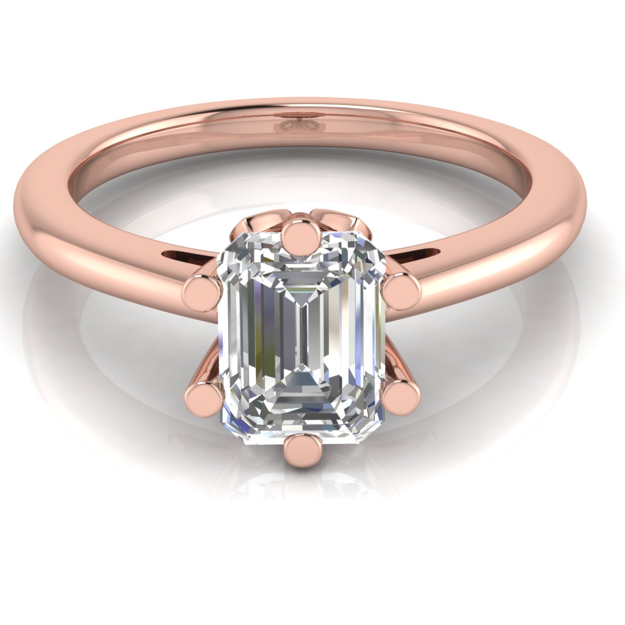 Lotus Pave Emerald Cut Lab Diamond Engagement Ring