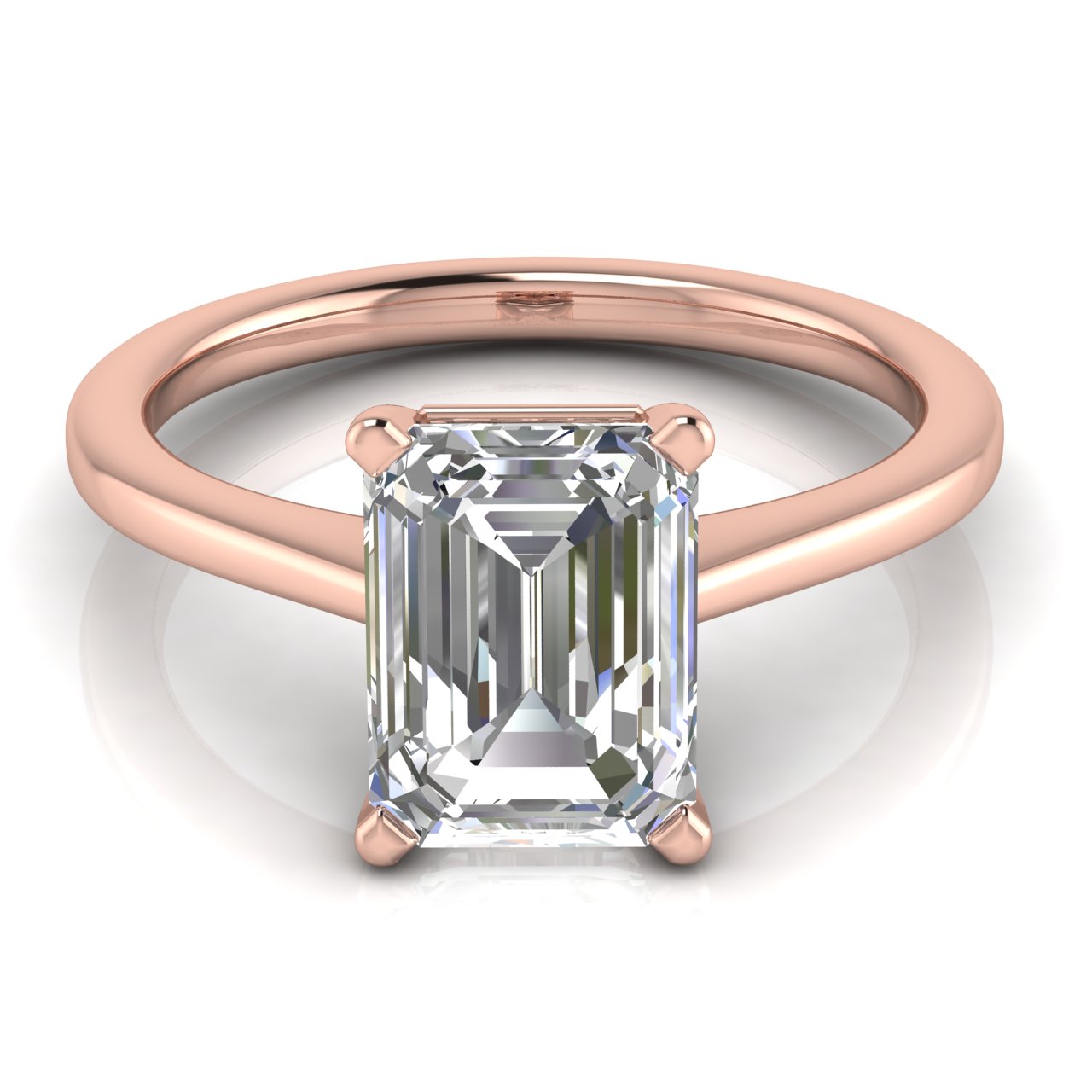 Basket Set Floating Emerald Cut Moissanite Engagement Ring